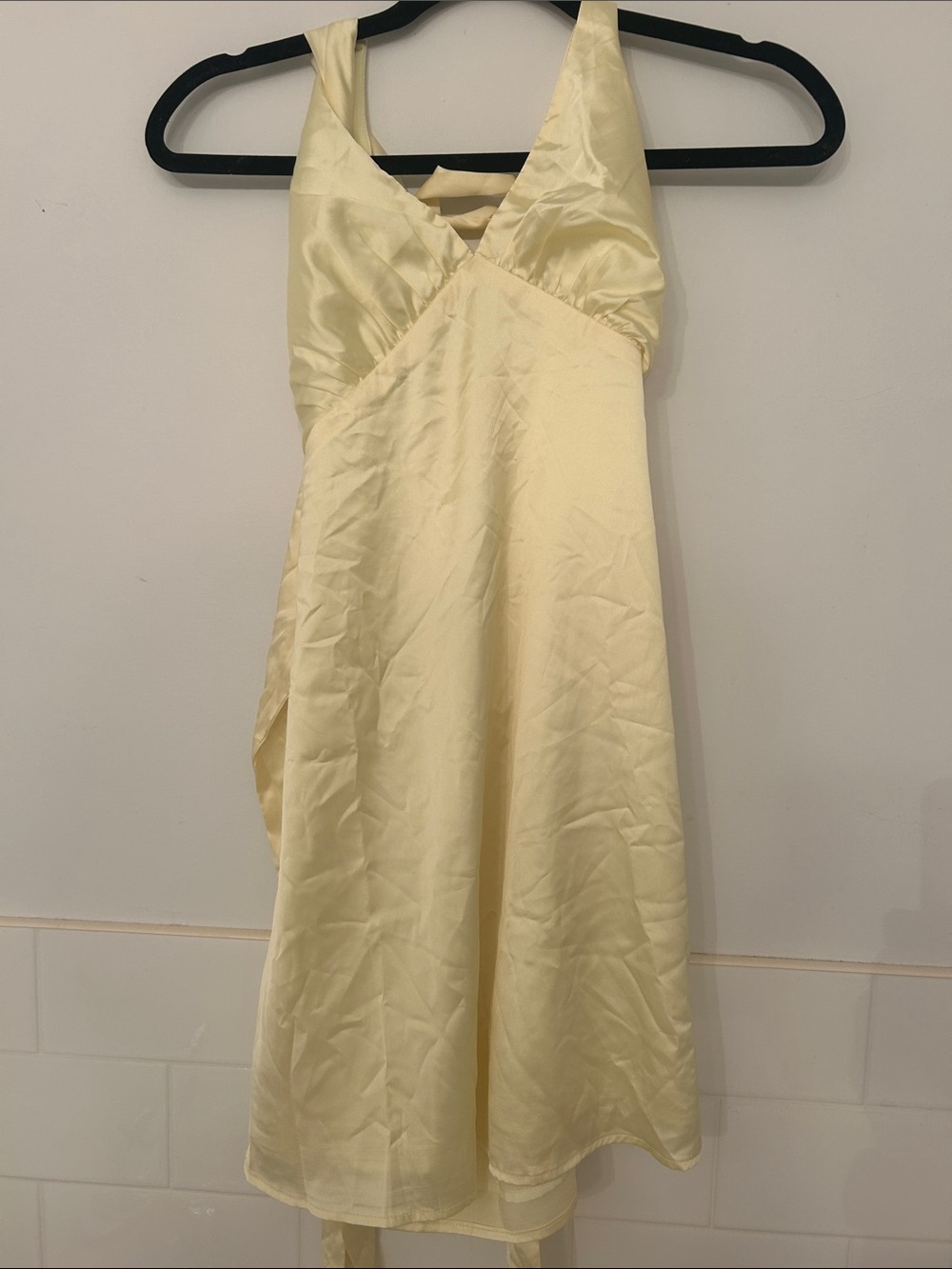Peppermayo Pale Yellow Satin Slip Dress
